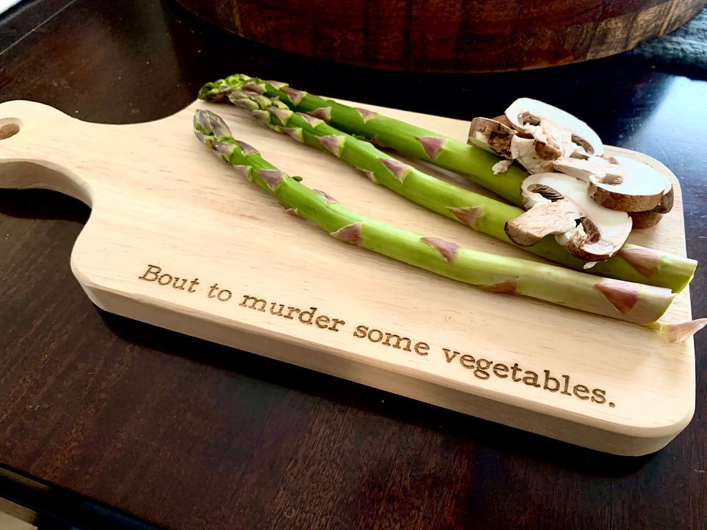 1pc, Chopping Board, Bamboo Cutting Board, Engraving Cutting Board,  Vegetable Murder Cutting Board, Laser Engraved Funny Bamboo Cutting Board,  Humoro