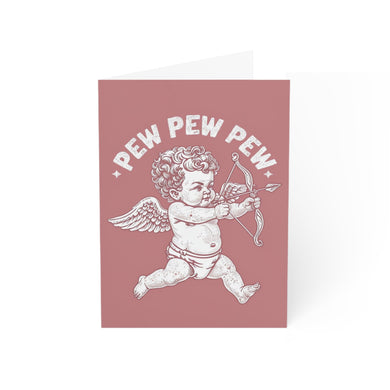 Pew Pew Pew Cupid Valentine Greeting Cards