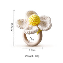 Crochet Daisy Baby Rattle with Wood Ring