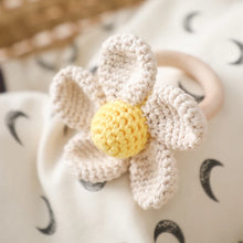 Crochet Daisy Baby Rattle with Wood Ring