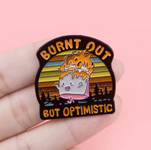 Burnt Out But Optimistic Marshmallow Enamel Pin